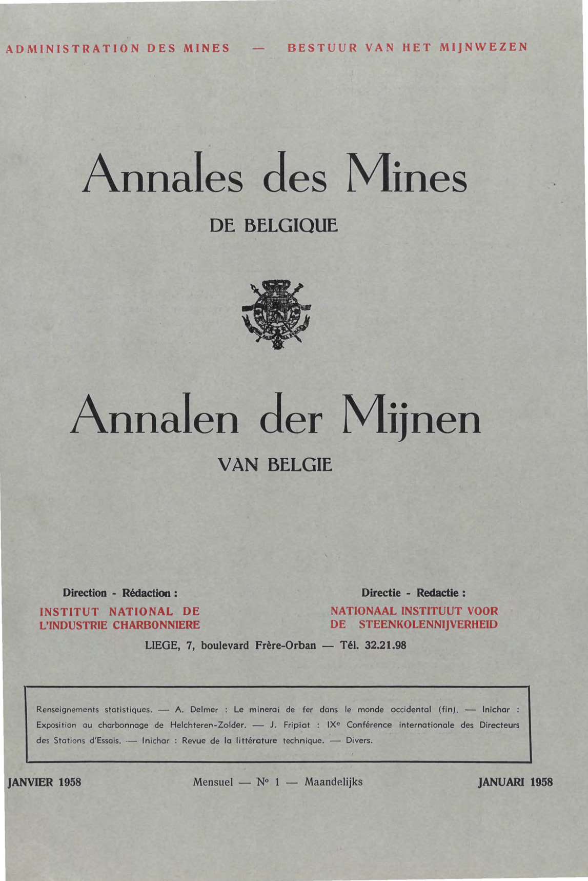 voorpagina 1958_01 Annales des Mines de Belgique.jpg
