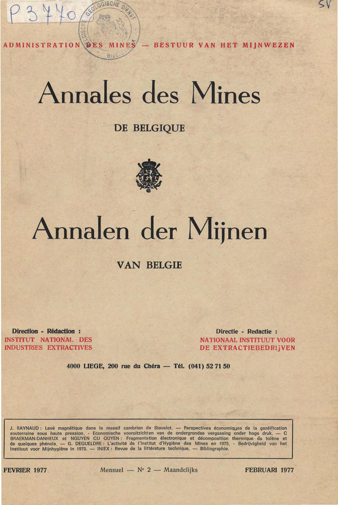 voorpagina 1977 02 Annales des mines de Belgique