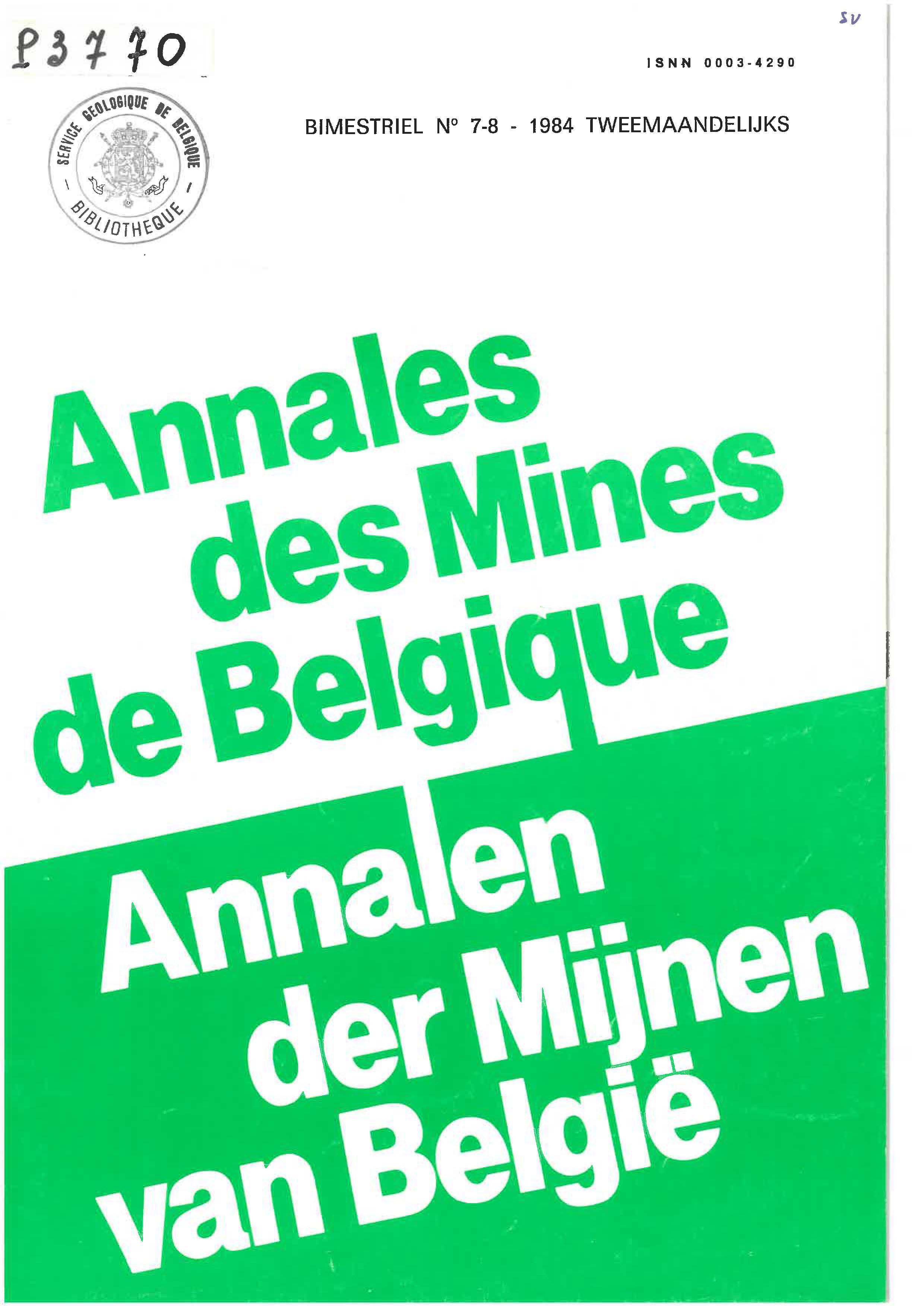 voorpagina 1984 7 8 Annales des mines de Belgique