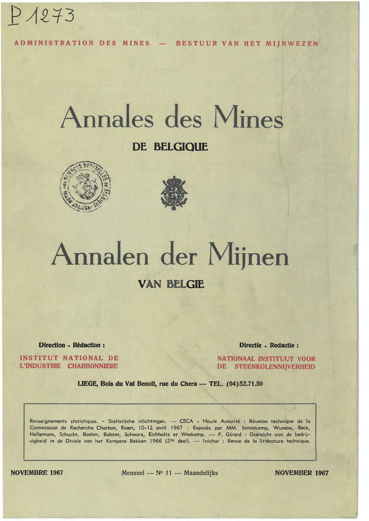 voorpagina 1967_11 Annales des Mines de Belgique.jpg