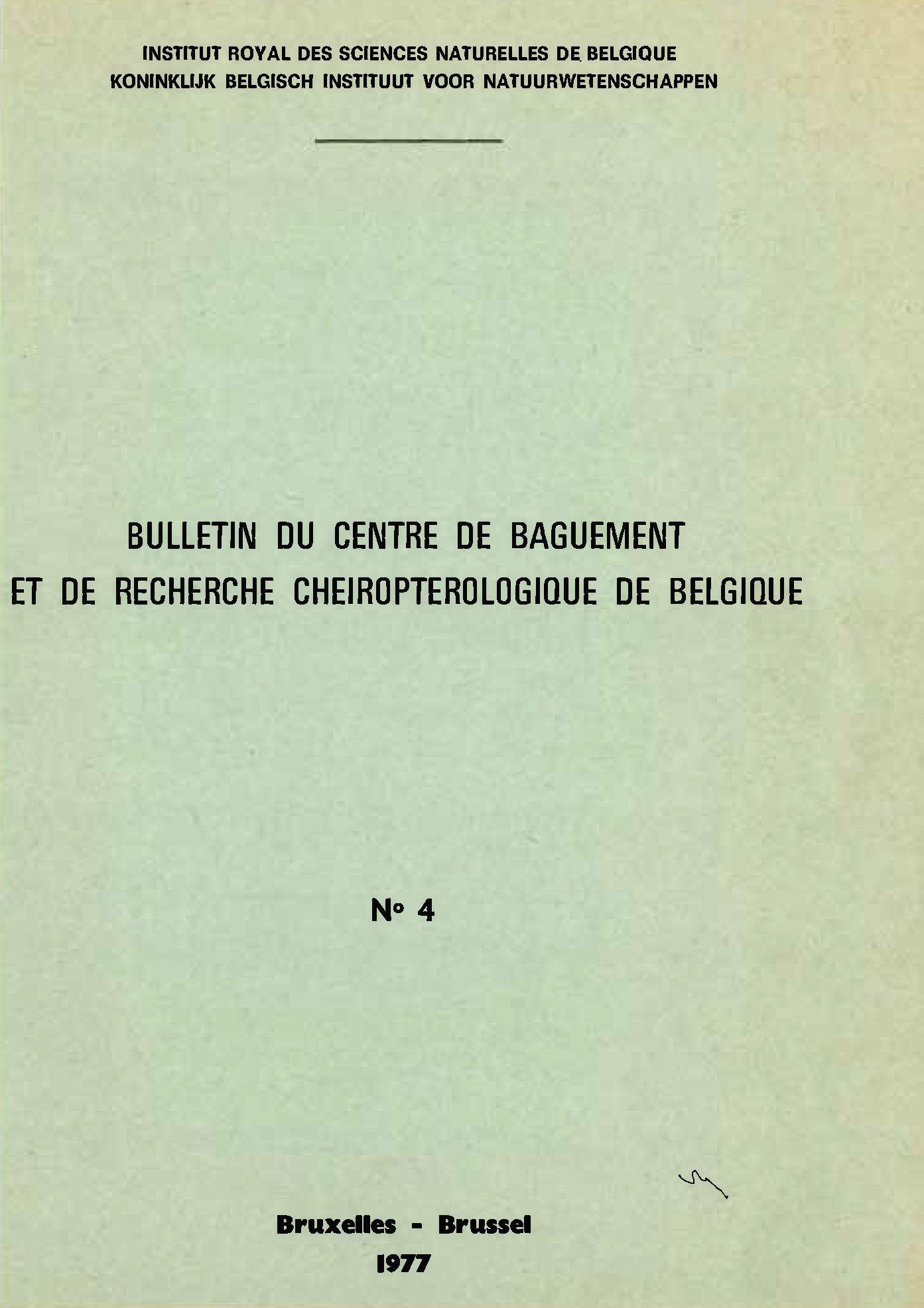 Voorpag Bulletin du centre de baguement et de recherche Cheiropterologique de Belgique nr 4 1977.jpg