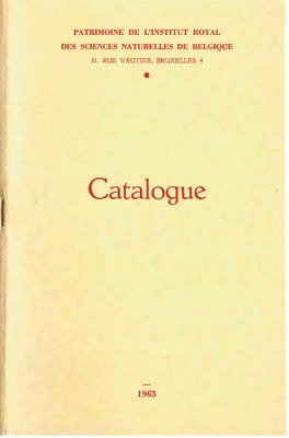 Voorpag Catalogue Patrimoine de L'Institut Royal des Sciences Naturelles de Belgique 1963.jpg