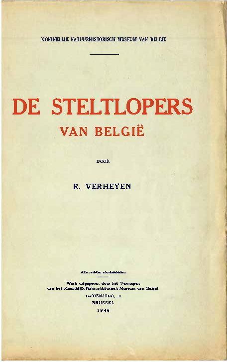 Voorpag De Steltlopers van België R. Verheyen 1948.jpg