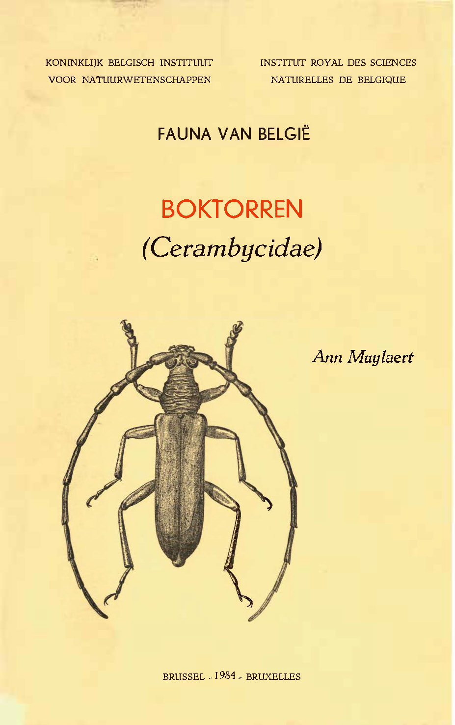 Voorpag Fauna van België Boktorren (Cerambycidae) Ann Muylaert 1984.jpg