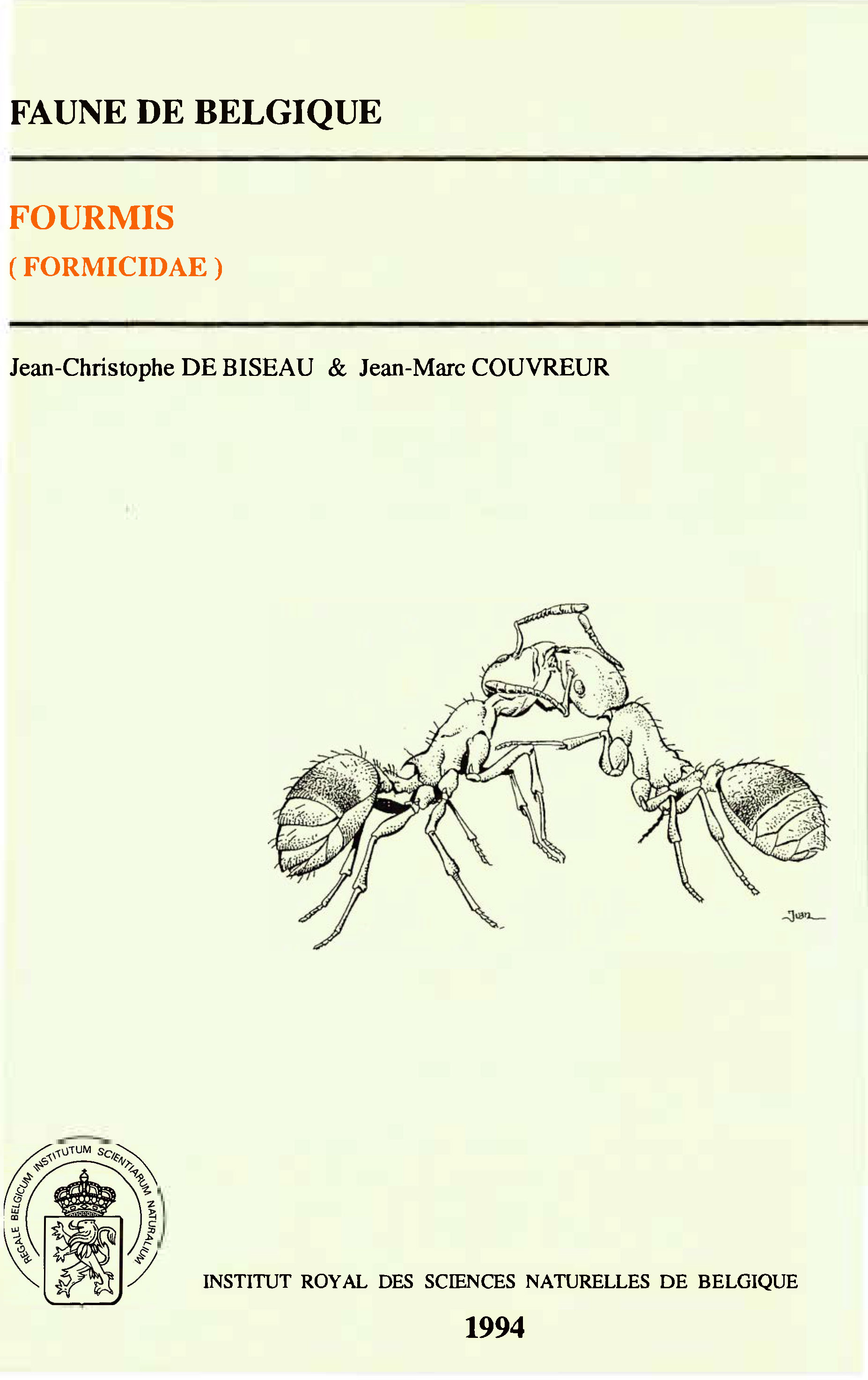 Voorpag Faune de Belgique Fourmis (Formicidae) Jean-Christophe De Biseau & Jean-Marc Couvreur 1994.jpg