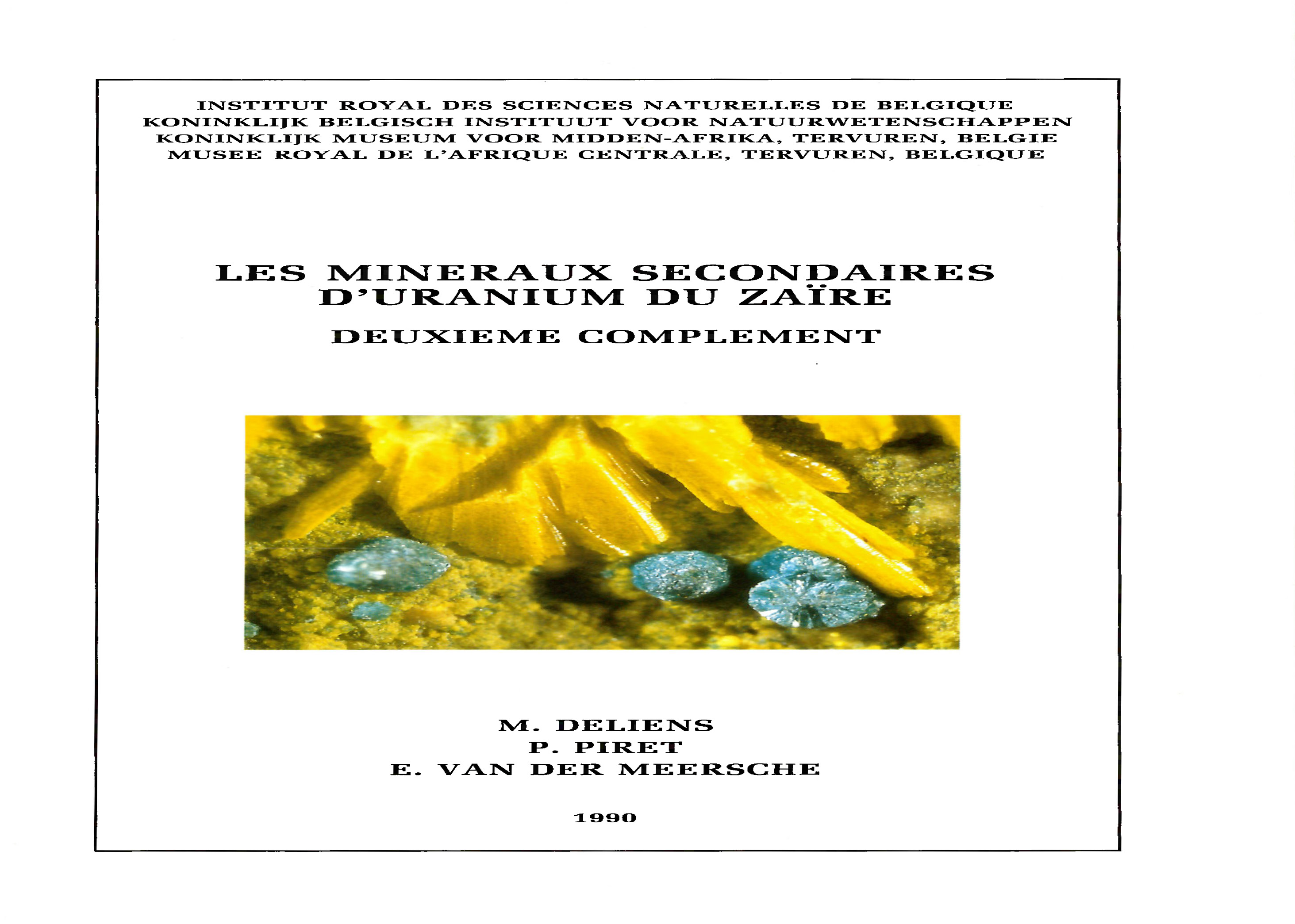 Voorpag Les Mineraux secondaires d'uranium du Zaïre Deuxieme Complement 1990.jpg