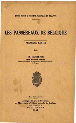 Voorpag Les Passereaux de Belgique Première Partie R. Verheyen 1946.jpg