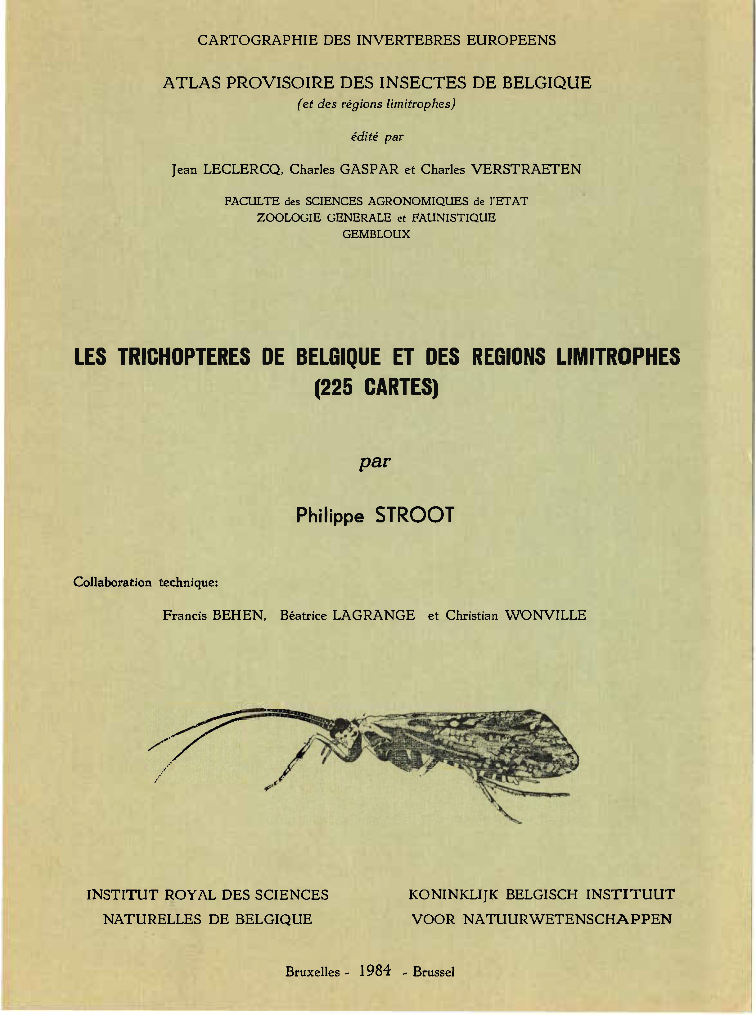 Voorpag Les Trichopteres de Belgique et des Regions Limitrophes (225 Cartes) Phillipe Stroot 1984.jpg