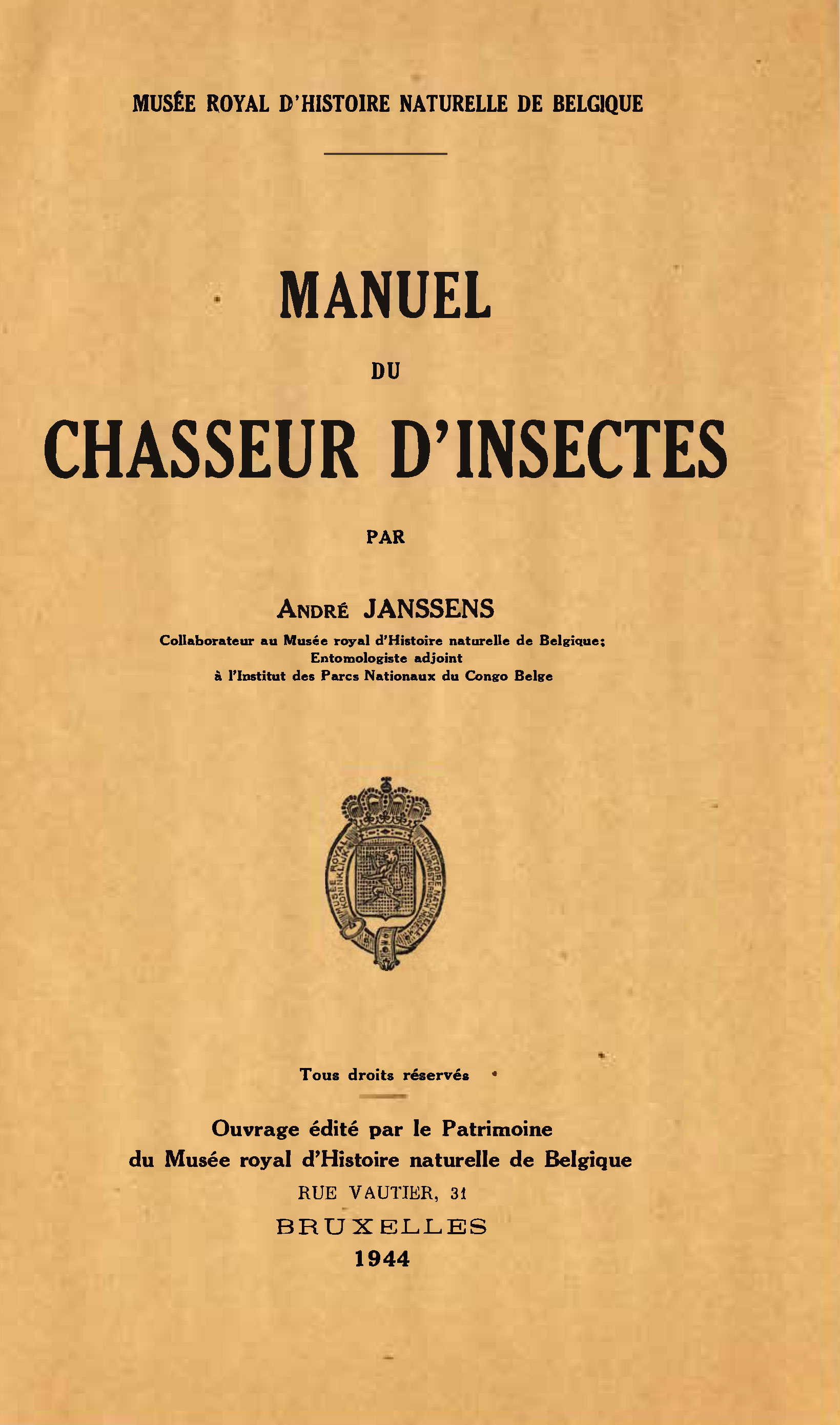 Voorpag Manuel du Chasseur d'Insectes André Janssens 1944.jpg