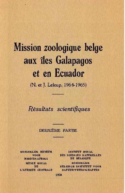 Voorpag Mission zoologique belge aux îles Galapagos et en Ecuador Résultats scientifiques Deuxieme Partie N et J Leleup 1964-1965 1970.jpg