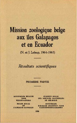 Voorpag Mission zoologique belge aux îles Galapagos et en Ecuador Résultats scientifiques Premiere Partie N et J Leleup 1964-1965 1968.jpg
