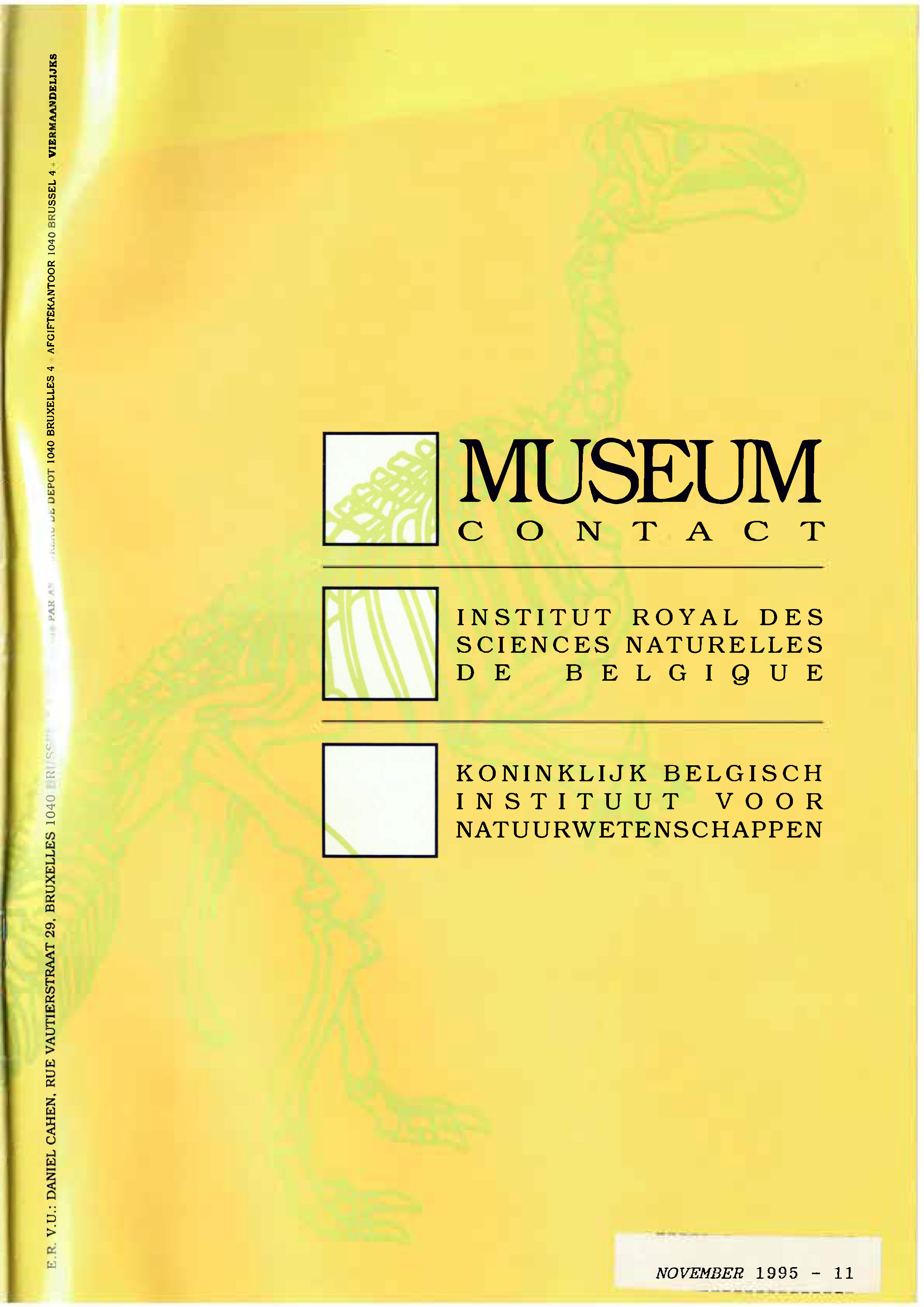 Voorpag Museum Contact Institut Royal des Sciences Naturelles de Belgique - Koniklijk Belgisch Instituut voor Natuurwetenschappen November 1995-11.jpg