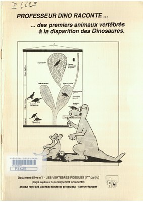 Voorpag Professeur dino raconte... des premiere animaux vertébrés à la disparition des Dinosaures 1991.jpg