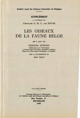 Voorpag Supplément a l'ouvrage du Chevalier G.MC. van Havre Les Oiseaux de la Faune Belge 1950.jpg