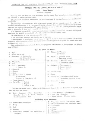 Mapjes van de Opvoedkundige Dienst Reeks I Onze Bomen Lijst der platen Serie I.jpg